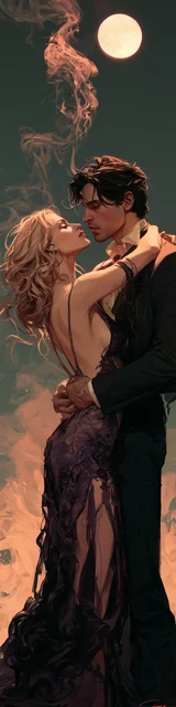 Free dark romance bookmark featuring a smoky hug under the moon